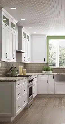 Kitchen with shaker white cabinets