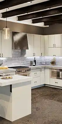 Kitchen with Torino White Pine RTA Cabinets